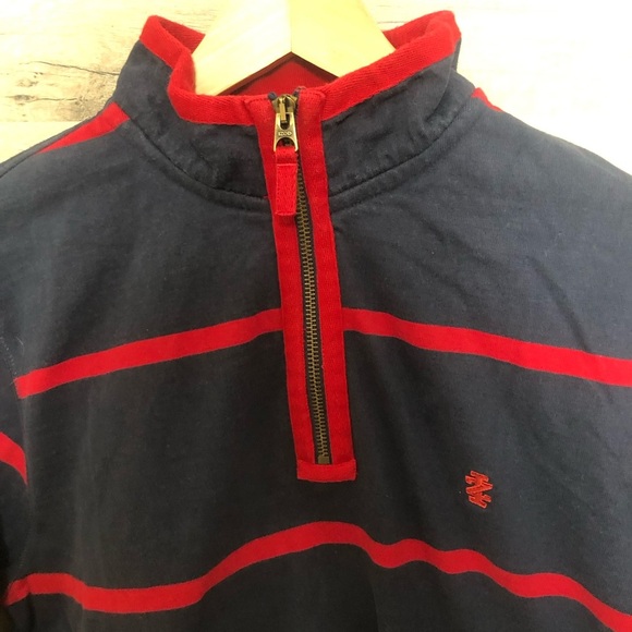 Vintage Izod Navy and Red Striped Rugby Shirt Sweater Small - Picture 4 of 9